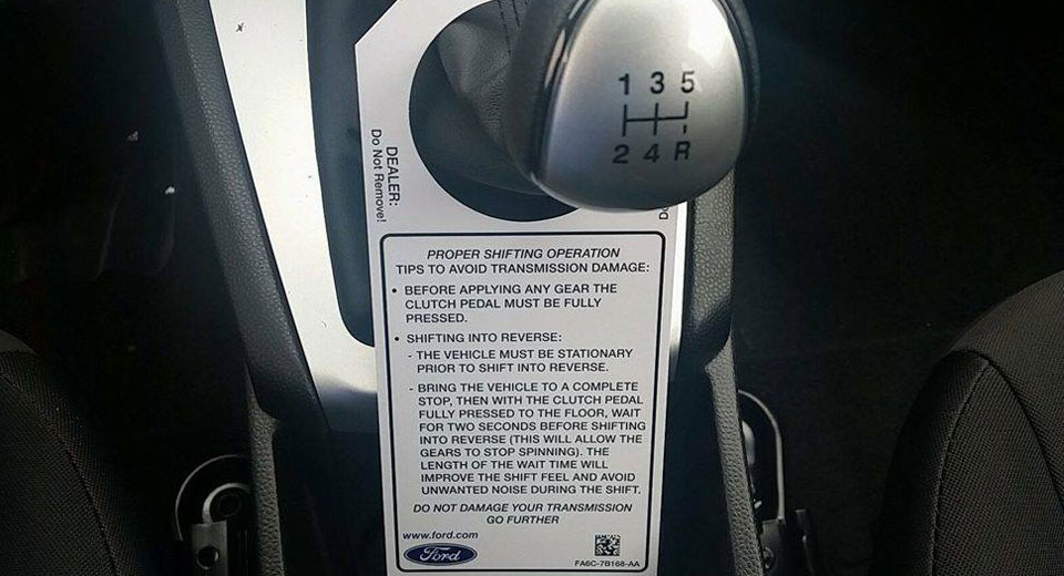  Ford Sticks Instruction Tag On Manual Fiesta Telling Drivers How To Shift