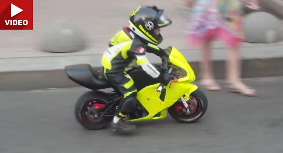  3-Year-Old Kid Riding A Mini-Bike Is The Cutest Thing Ever