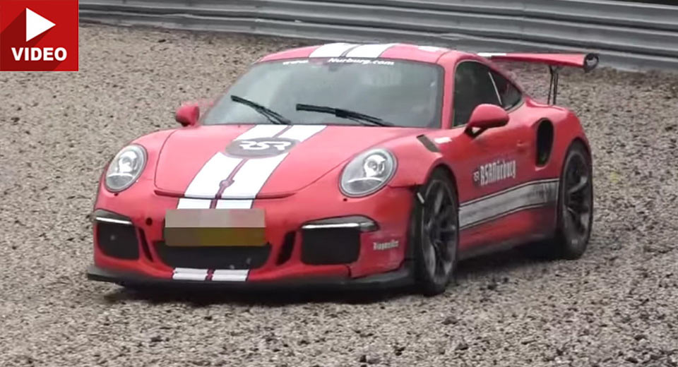  Porsche 911 GT3 RS Driver Completely Misjudges Corner In The Wet