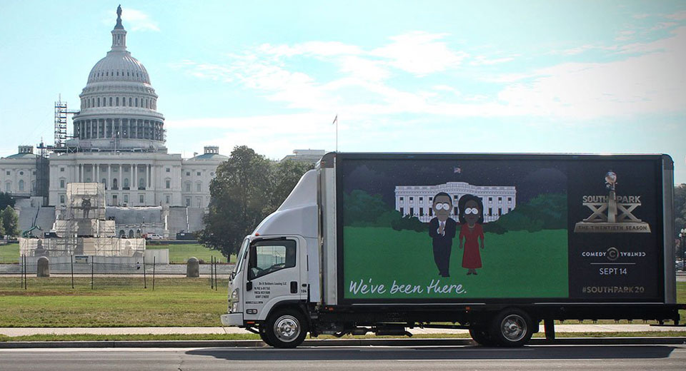 South Park’s Trolling Billboard Trucks Get No Love From DC Police, Scientologists