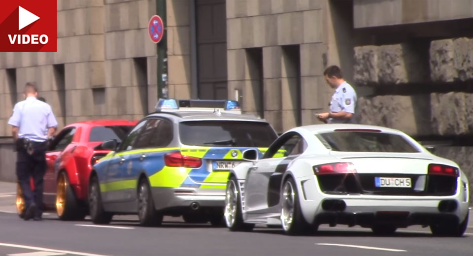 Cop Chases After Modified Challenger Hellcat And Audi R8 In Germany