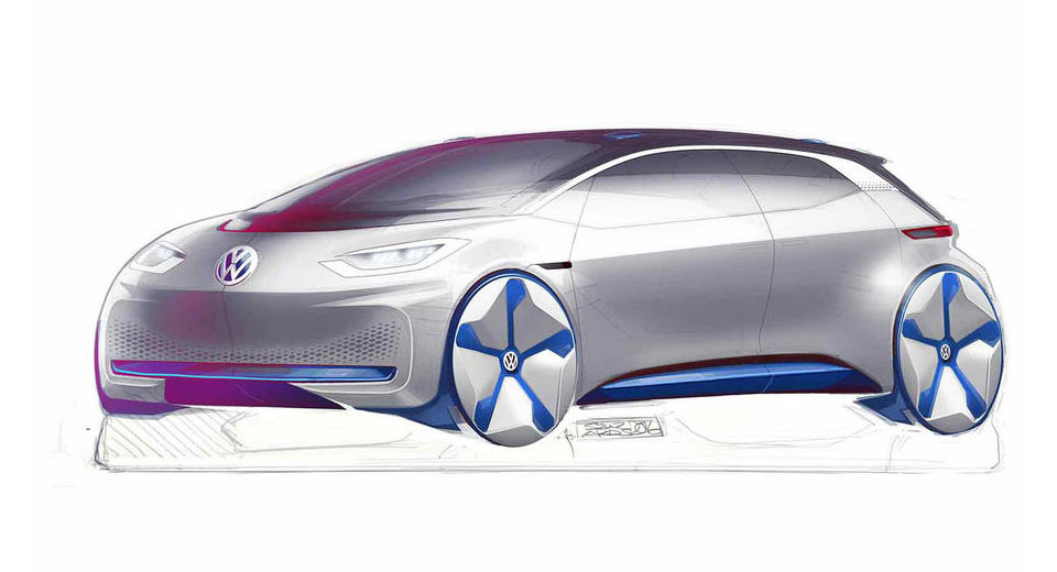  VW Shows First Sketches Of New Electric Vehicle