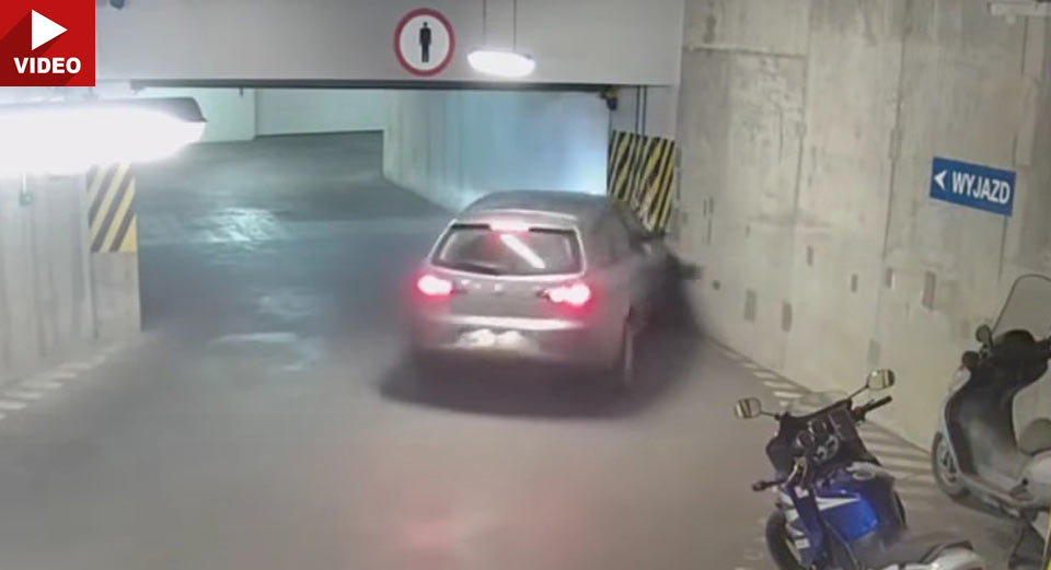 Drunken Alfa Romeo Driver Bangs Into Car, Walls At Parking Garage