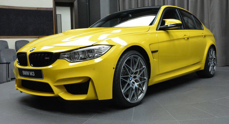  BMW M3 In Individual Speed Yellow Races Into Abu Dhabi