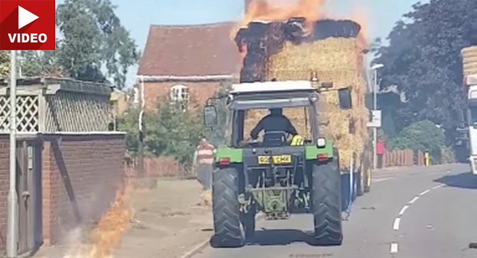 Watch A Trailer Full Of Hay Burst Into Flames
