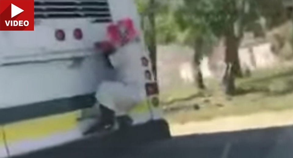  Creepy Clown Spotted Clinging To The Back Of A Bus In Detroit