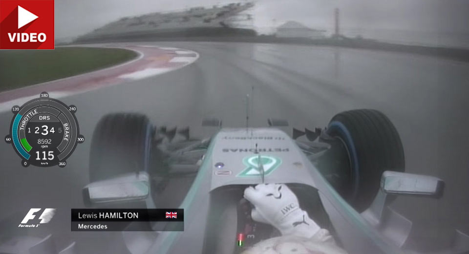 Watch Lewis Hamilton On A Very Wet Lap Of The United States GP
