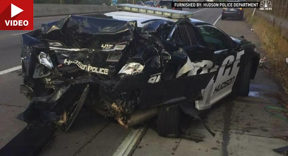  Watch Cop Narrowly Escape A Pickup Truck That Smashes Into Her Squad Car