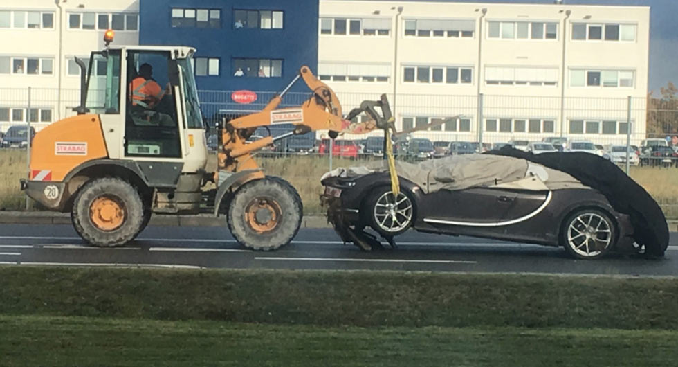 Someone Crashed A Bugatti Chiron Into A Ditch