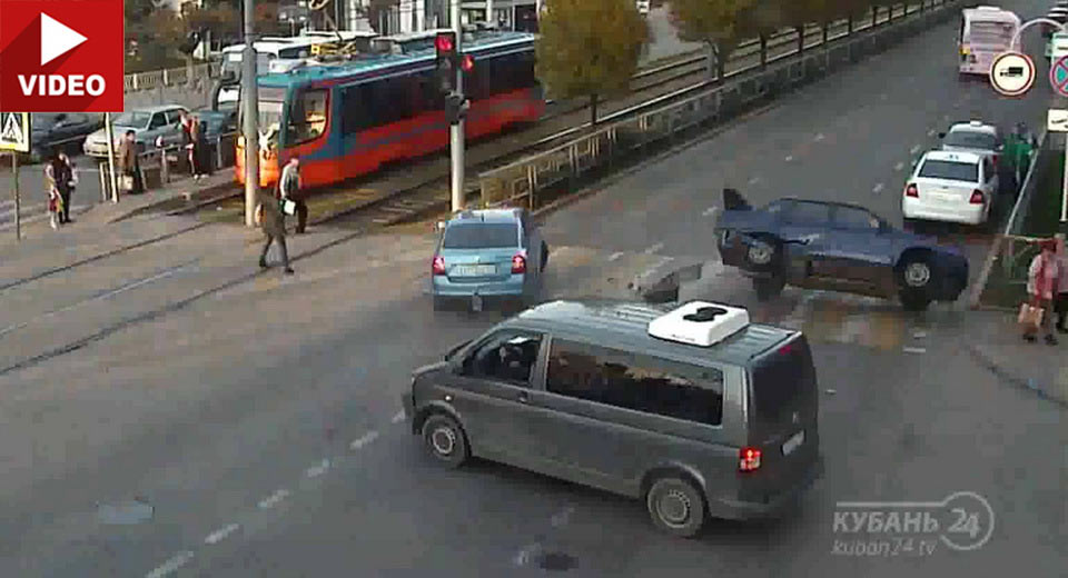 Pedestrians Spared During Bonehead Traffic Accident