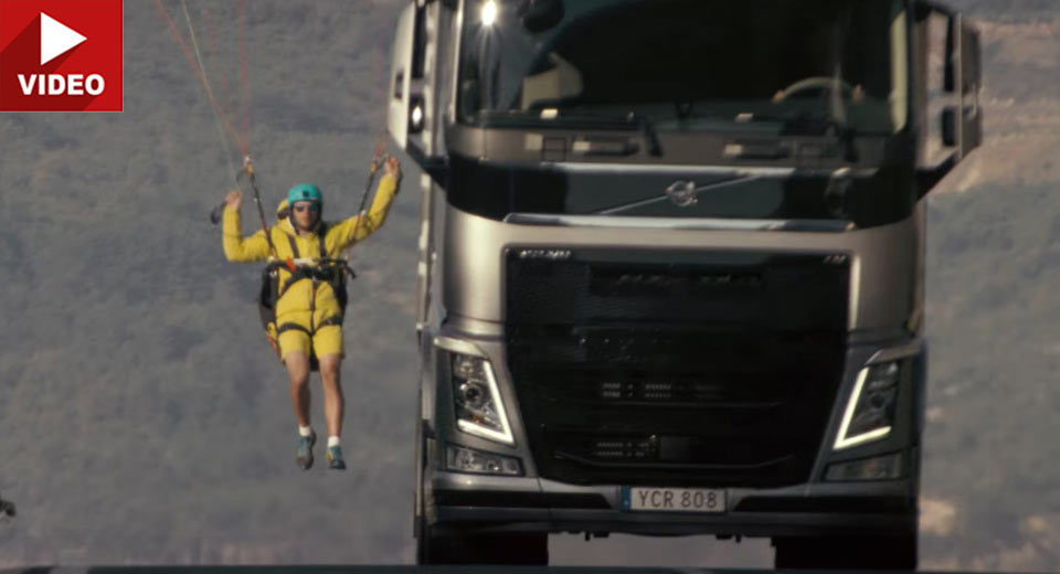 Volvo FH 540 Truck Takes Paraglider For An Extreme Stunt
