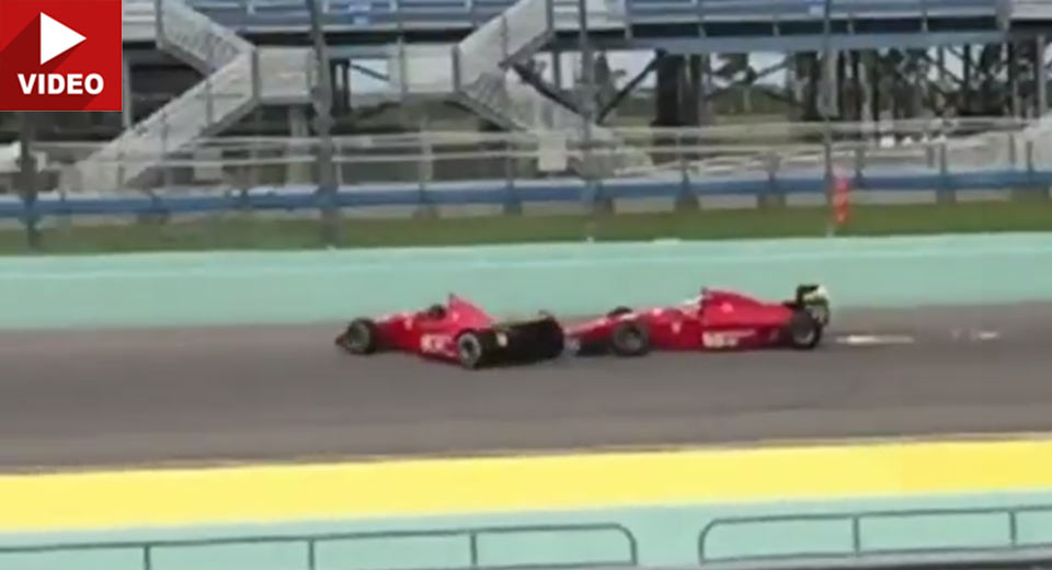  Watch Two Classic Ferrari F1 Cars Crash Into Each Other In Miami
