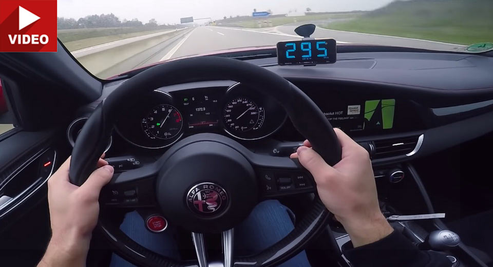 Watch Alfa Romeo Giulia Quadrifoglio Blast Down The Autobahn At 300km/h