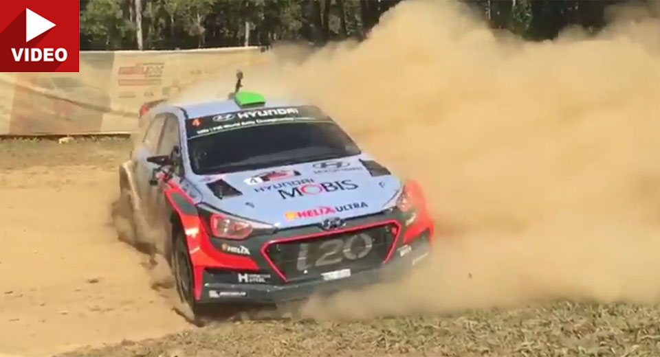 Haydon Paddon Performs The Mother Of All Slides After Rally Australia