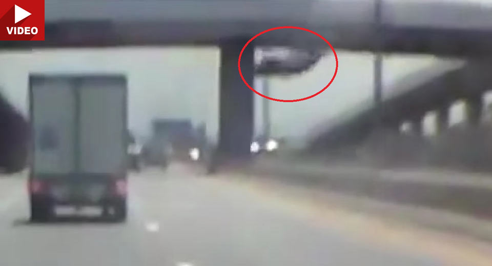  It’s Raining Cars In Asia: Driver Falls From Overpass, Somehow Gets Out Alive
