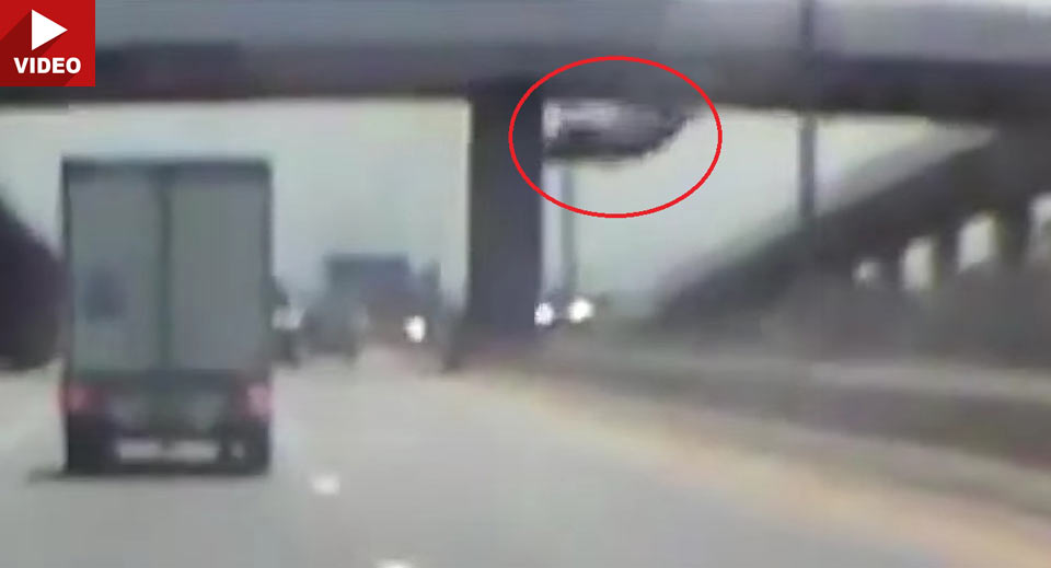It’s Raining Cars In Asia: Driver Falls From Overpass, Somehow Gets Out Alive