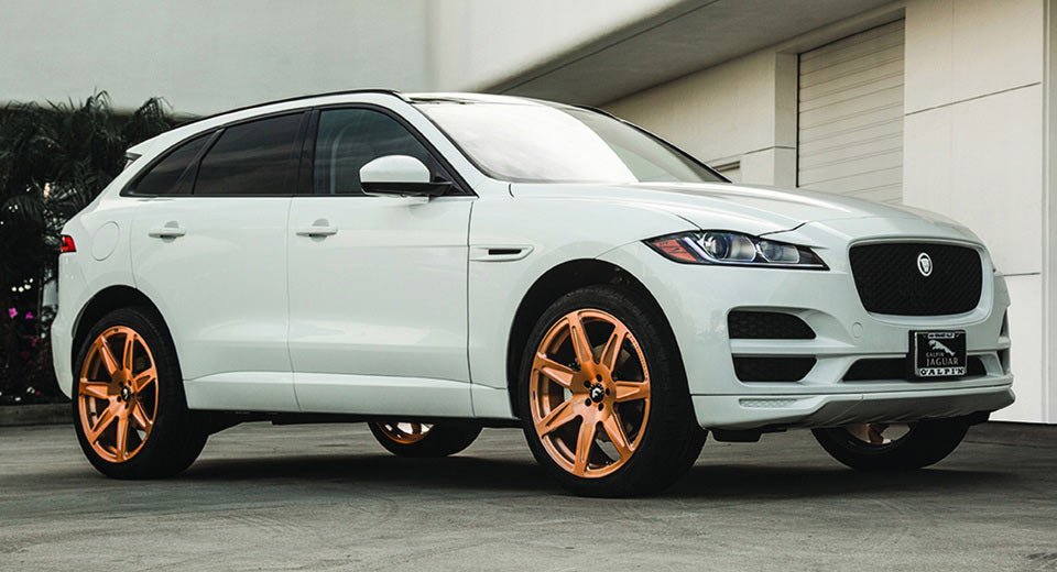  Jaguar F-PACE Tries Brushed Gold Wheels On For Size