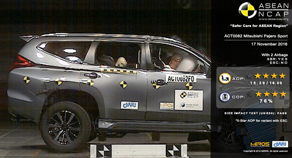 ASEAN NCAP Gives The 2017 Mitsubishi Pajero Sport A 5-Star Rating
