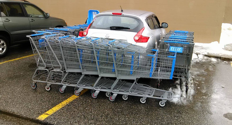 Serves Em’ Right? Walmart Shopper Boxes Double-Parked Car