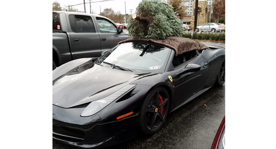 How To Transport A Christmas Tree? Why, A Ferrari 458 Will Do Just Fine, Thank You