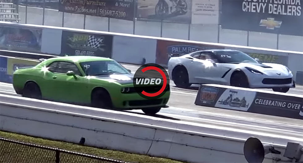  850HP Challenger Hellcat Burns Rubber Against 700HP Vette