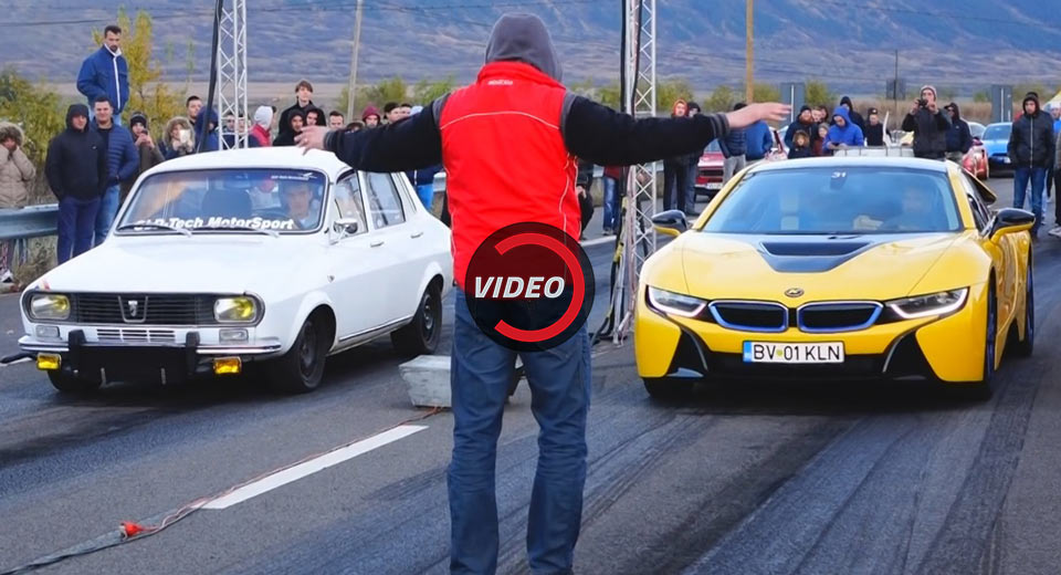 Modded 40-Year Old Dacia Challenges BMW i8 For A Quarter Mile Run
