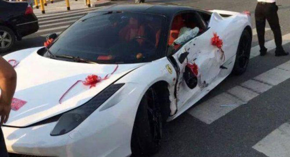  Rented Ferrari 458 Italia Crashes At Chinese Wedding
