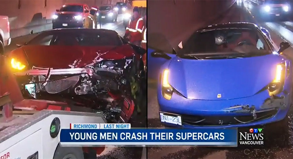  Lamborghini Huracan And Ferrari 458 Italia Crash In Vancouver
