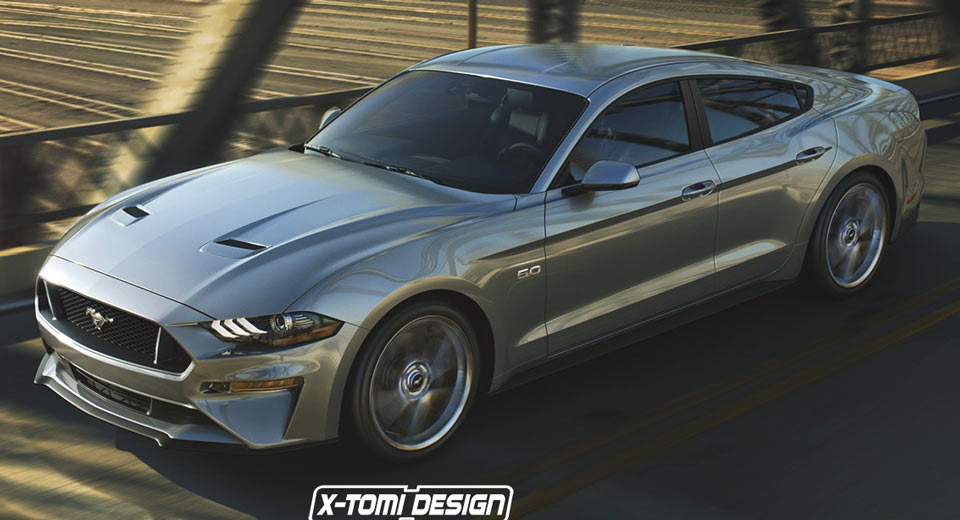  2018 Ford Mustang Sedan Takes A Fictitious Swing At Dodge Charger