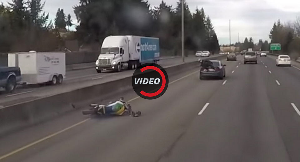  Motorcyclist Rear-Ends Car At High Speed, Amazingly Ends Up Sitting On The Trunk