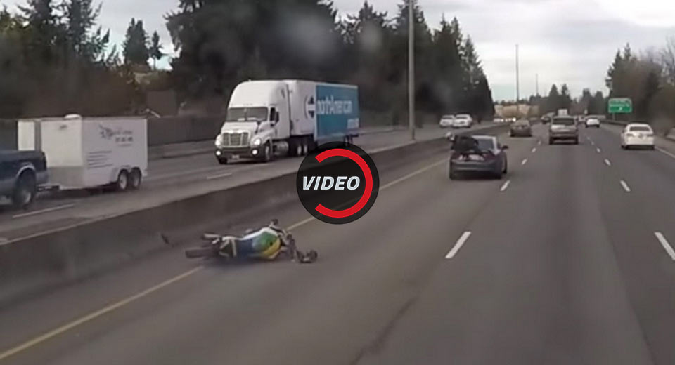 Motorcyclist Rear-Ends Car At High Speed, Amazingly Ends Up Sitting On The Trunk