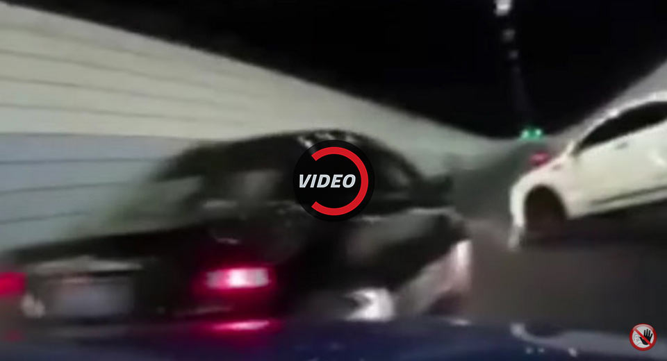 High-Speed Tunnel Race Ends With A Crash