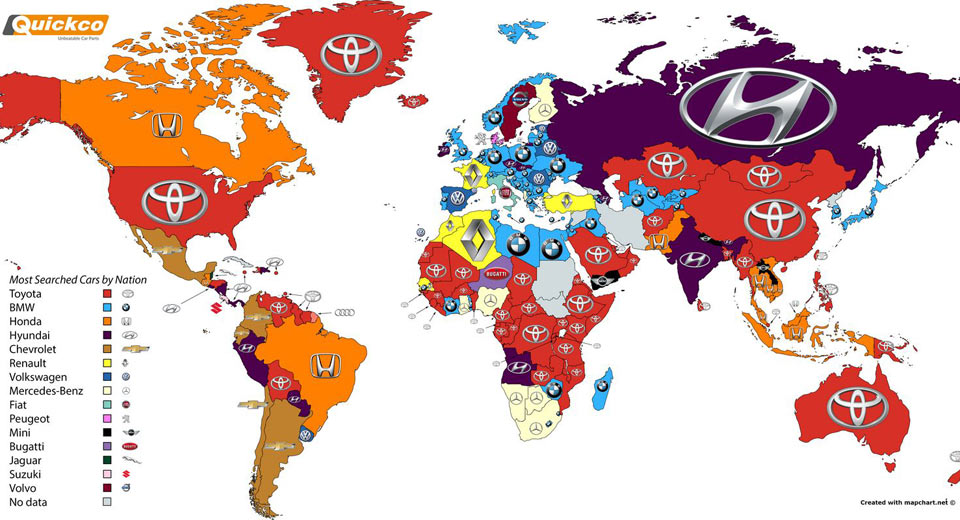  This Map Shows The Most Googled Car Brands By Country