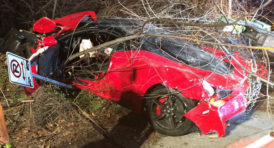 Drunken Texan Driver In Ferrari 458 Special Goes Airborne At 100MPH, Crashes Into Ravine