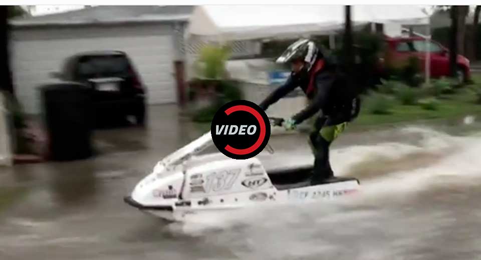  When Cali’s Streets Turn To Rivers, This Guy Cranks Up The Jet Ski