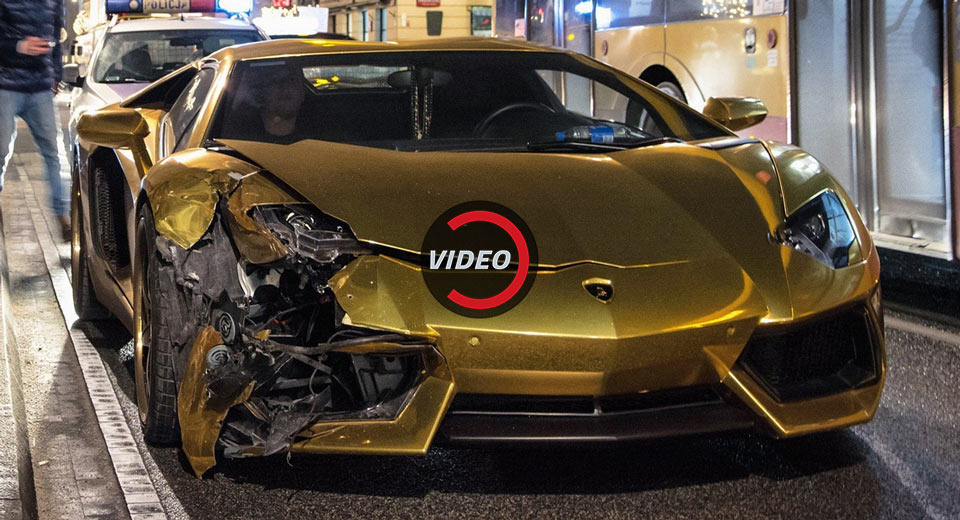  Gold Chrome Lamborghini Aventador Bites The Dust In Poland