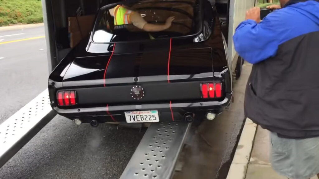 Truck Driver Crashes 1965 Ford Mustang While Loading It On Board
