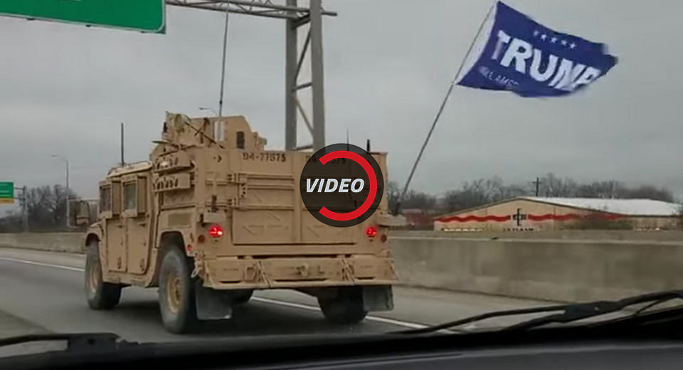 Mystery Military Convoy Spotted Carrying ‘Trump’ Flag
