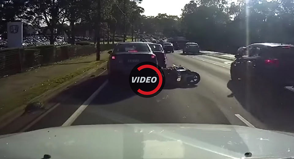  Rider Gets Too Close To Car, Flips Scooter Under Braking