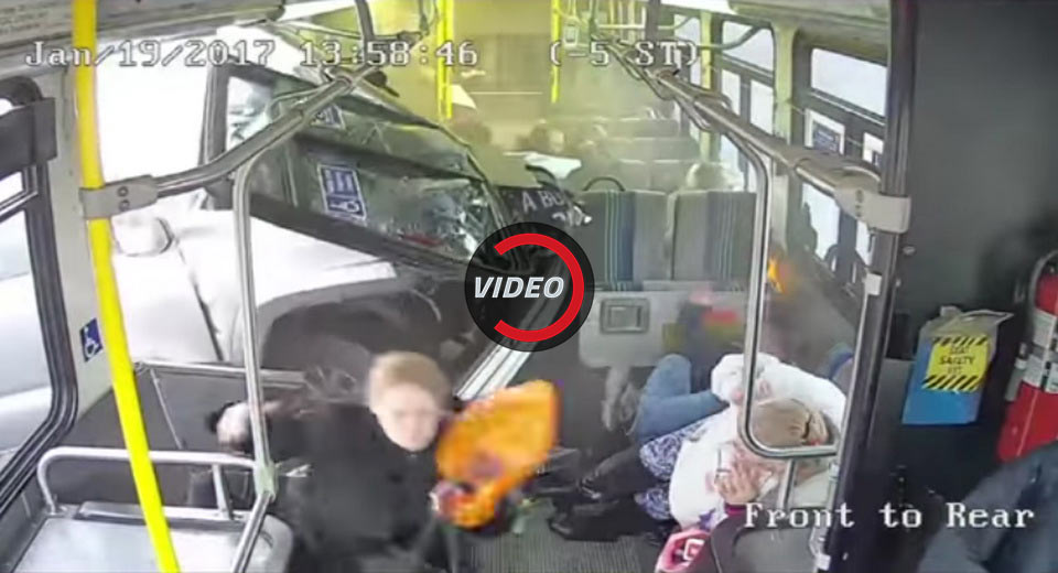  Shocking Footage Shows Truck Smashing Through Bus In NY