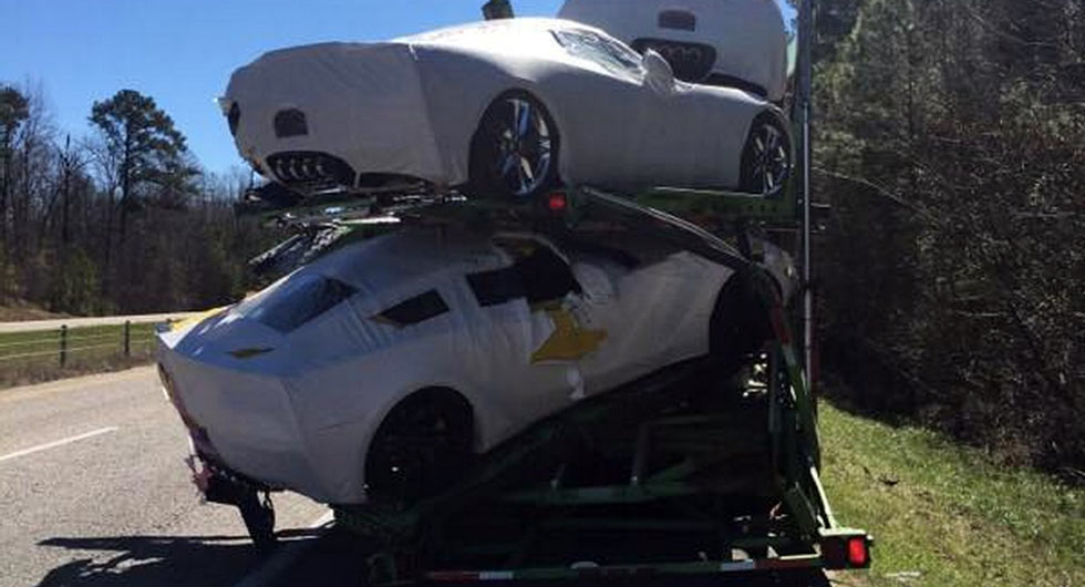 Brand New Corvettes, Including Z06, Damaged After Transporter Rubs Shoulders With Another Truck