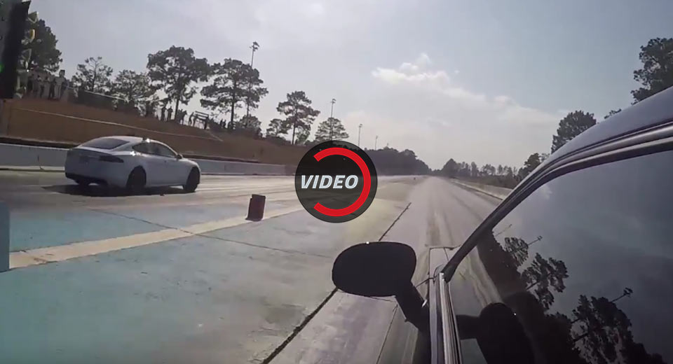 Dodge Challenger Hellcat Destroys Its Diff Trying To Race Tesla