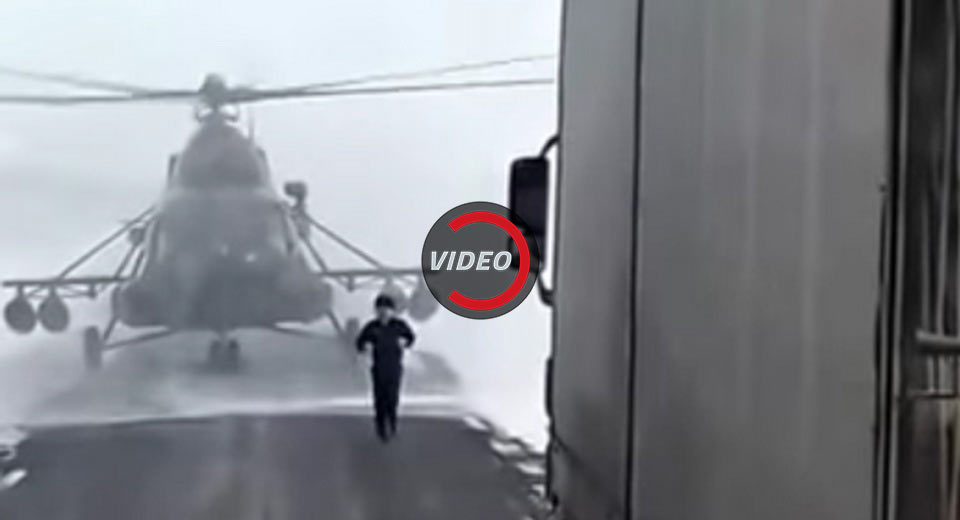 Only In Kazakhstan: Military Helicopter Lands To Ask Trucker For Directions…