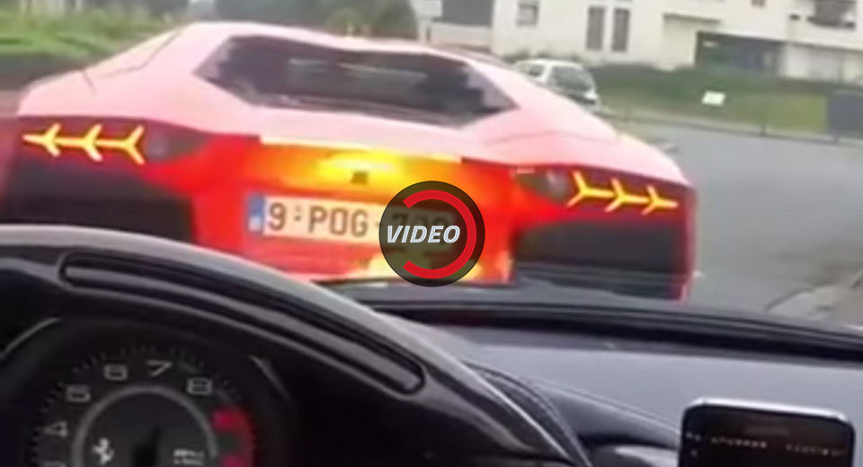  Well, That Was Rude: Gassy Aventador Shoots Fire At Ferrari