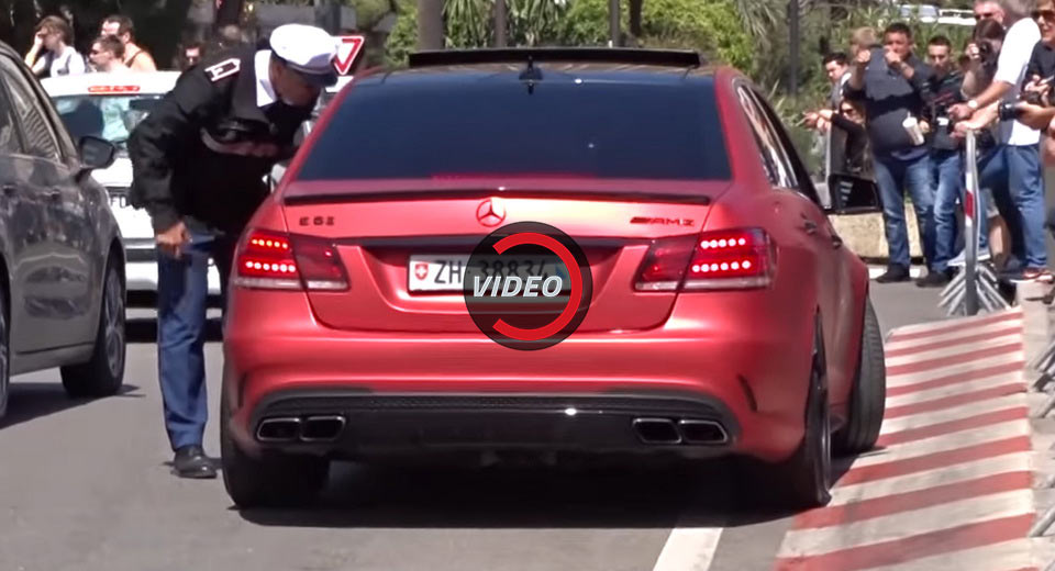  Matte Red Mercedes-AMG E63 Gets Loud In Monaco, Cop Takes Action