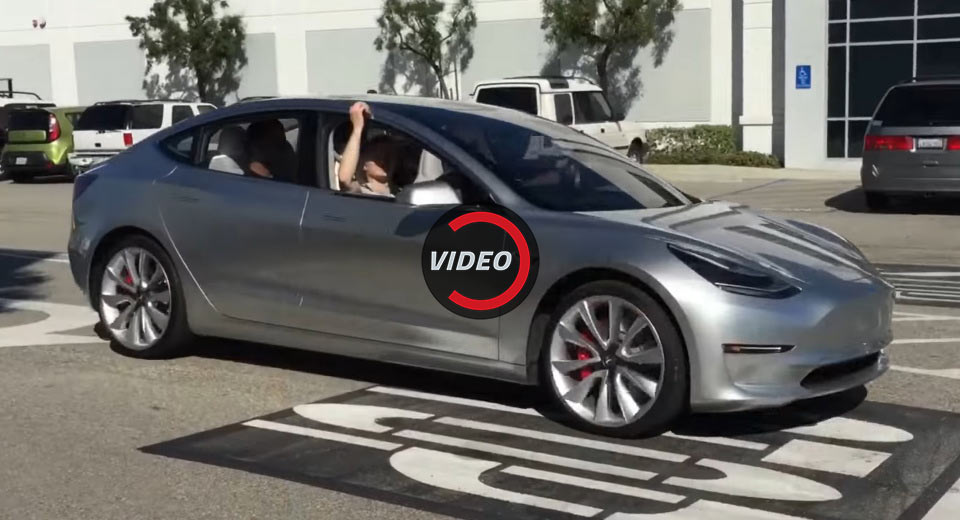  Tesla Model 3 Prototype Spotted Outside Design Studio