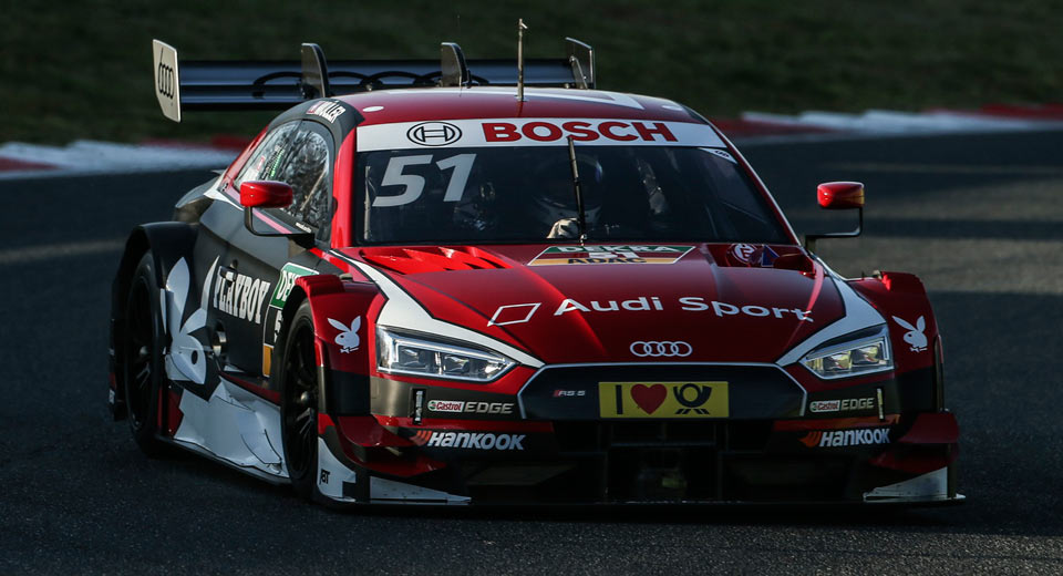  New Audi RS5 DTM Burns Rubber On Vallelunga In Playboy Livery