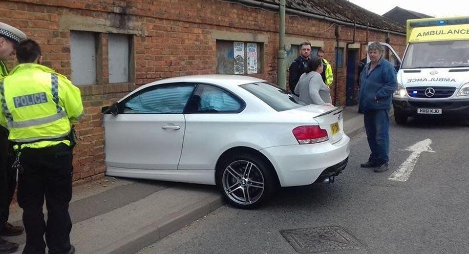  BMW 1-Series Crashes Perfectly Into British Brick Wall