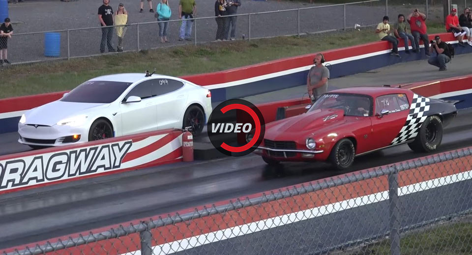 Tesla Model S P100D Takes On Modded Cars In Drag Competition