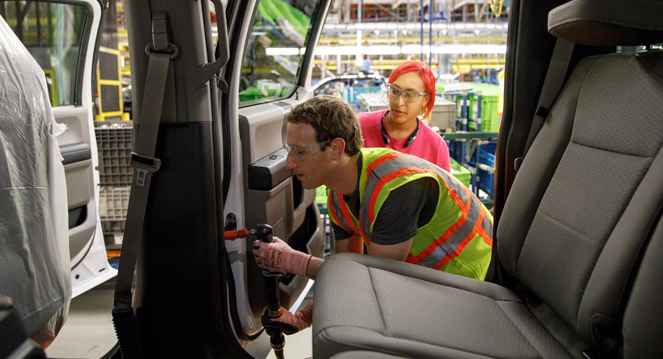  Mark Zuckerberg Helps Construct Ford F-150s At Dearborn Plant